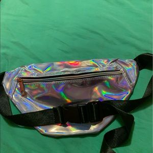 Shiny silver fannypack
